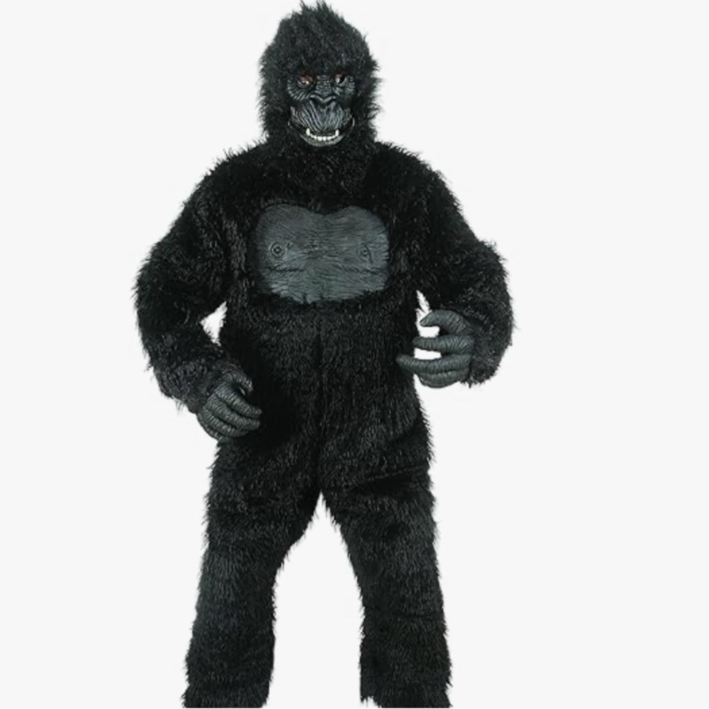 Black Gorilla Costume Adult Small, Back Velcro Closure